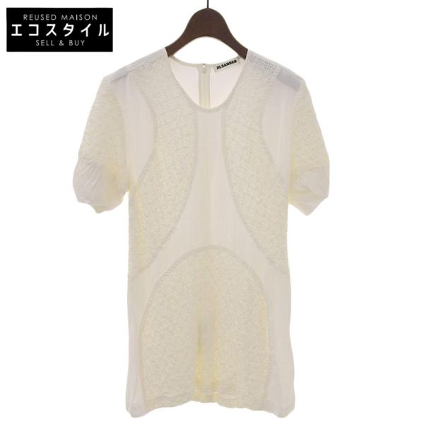 ジルサンダー 美品 JIL SANDER ジルサンダー コットン ショートスリーブブラウス トップス レディース ホワイト 34 J02NF0004JTN332 24SS 34 JIL SANDER（ジルサンダー） 美品 コットン ショートスリーブブラウス