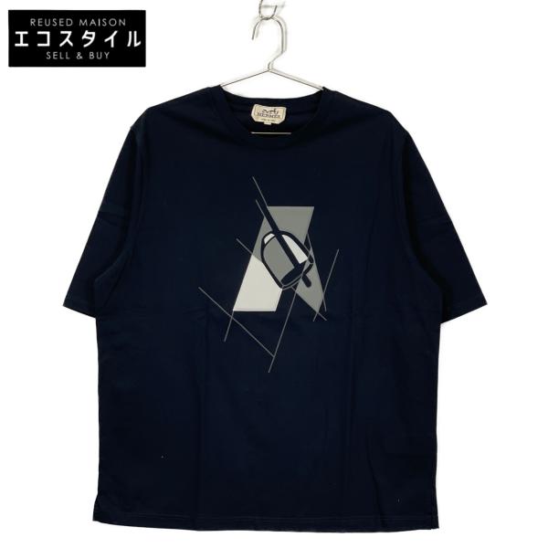 HERMES エルメス エトリエ・アン・フラグモン Tシャツ ネイビー M