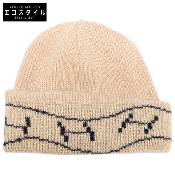 HERMES エルメス Hロゴ カシミヤ ニット帽 帽子 XL ベージュ HERMES エルメス Hロゴ カシミヤ ニット帽 帽子 XL ベージュ