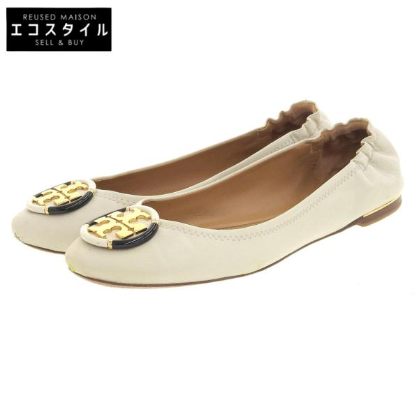 美品！TORY BURCH トリーバーチ　レザー アイコンフラットシューズ 8M TORY BURCH トリーバーチ MINNIE レザー ロゴ フラットシューズ