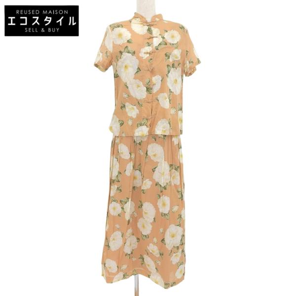 INGEBORG インゲボルグ 花柄 スカーフ付き ワンピース シャツ セットアップ レディース オレンジ M ワンピース M オレンジ レディース INGEBORG（インゲボルグ） 花柄 スカーフ付き ワンピース シャツ