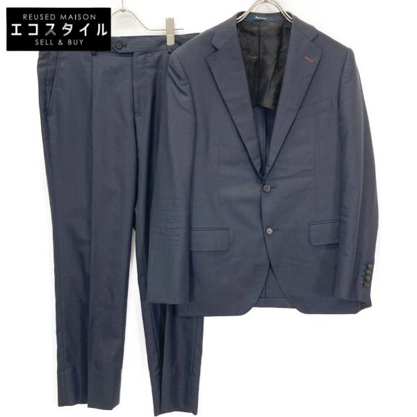 英国製 アクアスキュータム ウールストライプスーツ セットアップ ネイビー42S Aquascutum（アクアスキュータム） ネイビー ウールシルク ストライプ