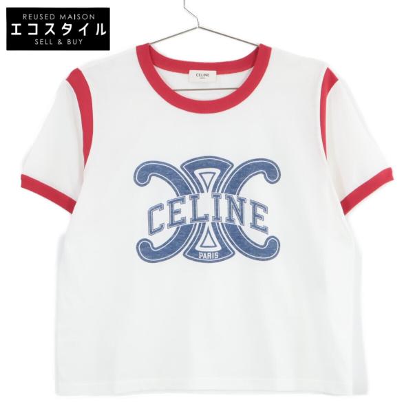 セリーヌ 美品 国内正規 2X58B671Q トリオンフ ロゴ 半袖Tシャツ S CELINE（セリーヌ） 美品 国内正規 2X58B671Q トリオンフ ロゴ 半袖T