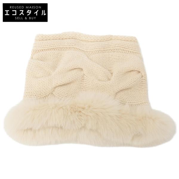 ロロピアーナ　ベージュ ニット ネックウォーマー Loro Piana（ロロピアーナ） 美品 フォックスファー ベビーカシミヤ