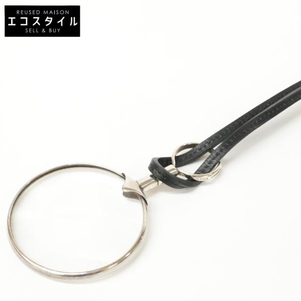 良好品　HERMES　エルメス　ルーペ　ネックレス　レザー　金属素材 HERMES エルメス 925 レザーストラップ ルーペ ペンダント ネックレス