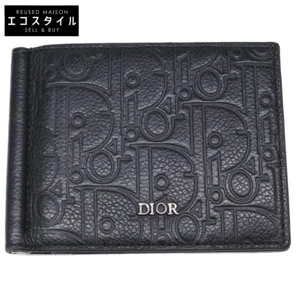 Dior ブラック レザー マネークリップ DIOR ディオール グラビティ レザー マネークリップ付き ウォレット