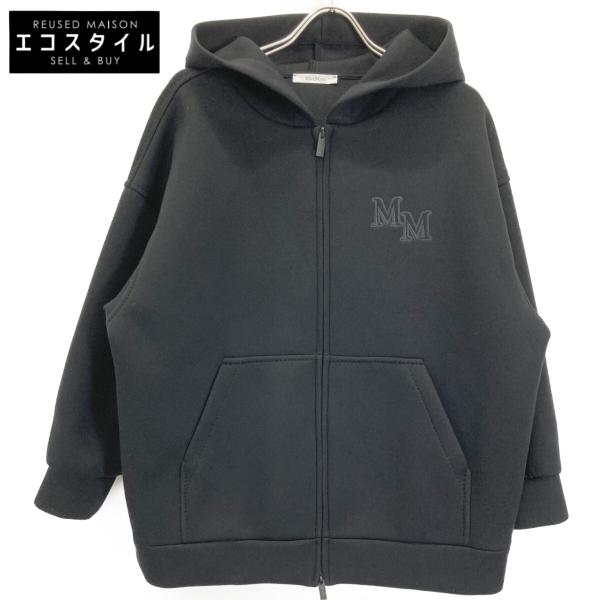 新品同様！MaxMara ブラック フルジップ パーカー 美品 マックスマーラ ジップアップパーカー メンズ SIZE M MAX MARA