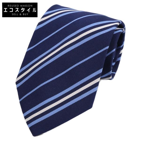 美品 HERMES エルメス 659191T レジメンタル シルク/コットン ネクタイ