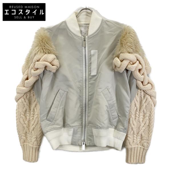 sacai（サカイ） 19-04629 グレー CABLE KNIT MA-1 JACKET グレー