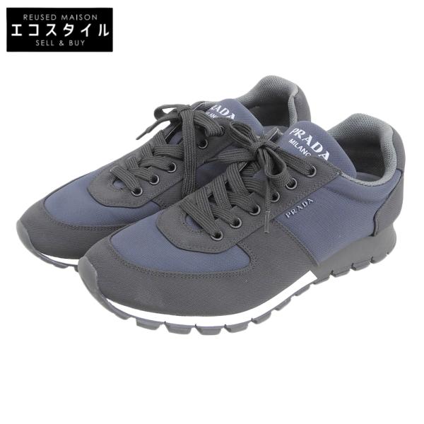 新品　PRADA プラダ　ハイカット スニーカー インヒールスニーカー　ネイビー プラダの新作スニーカー】キレイめ『バレエシューズ感覚』が新鮮