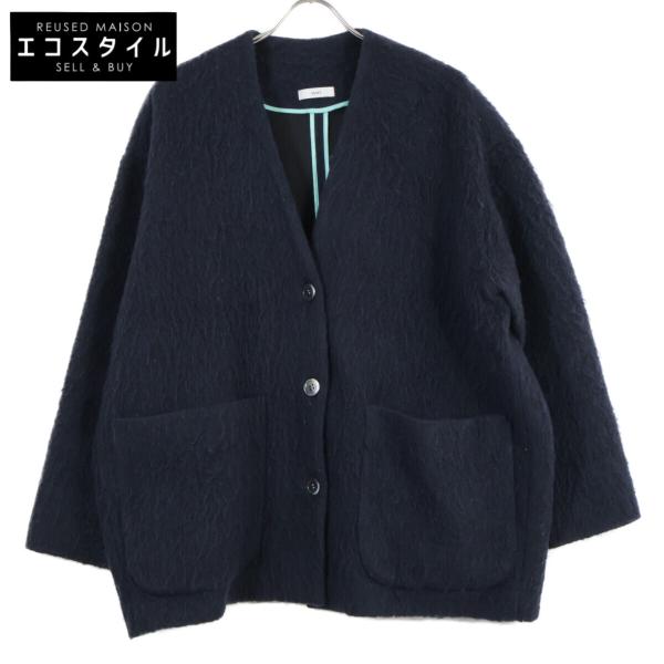 ★美品　yoriヨリ　ウールモヘアシャギージャケット　ブラック★ yori ヨリ ネイビー YR2125-098AW-4 ウールモヘア シャギー ジャケット