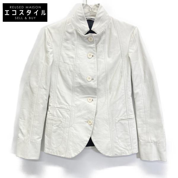 JIL SANDER（ジルサンダー） ホワイト レザー スタンドカラー