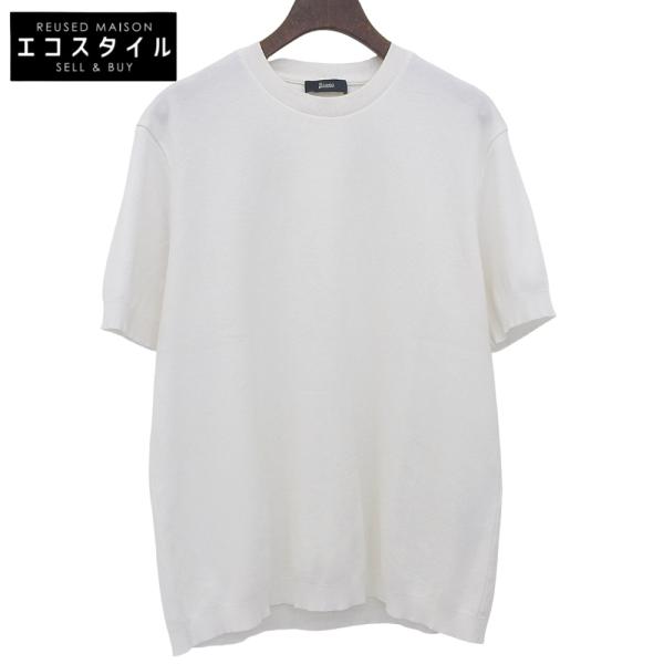 定価3,9万 HERNO コットンニットエフェクト クルーネックカットソー HERNO（ヘルノ） 美品 ジャージニットエフェクトS/Sクルーネック
