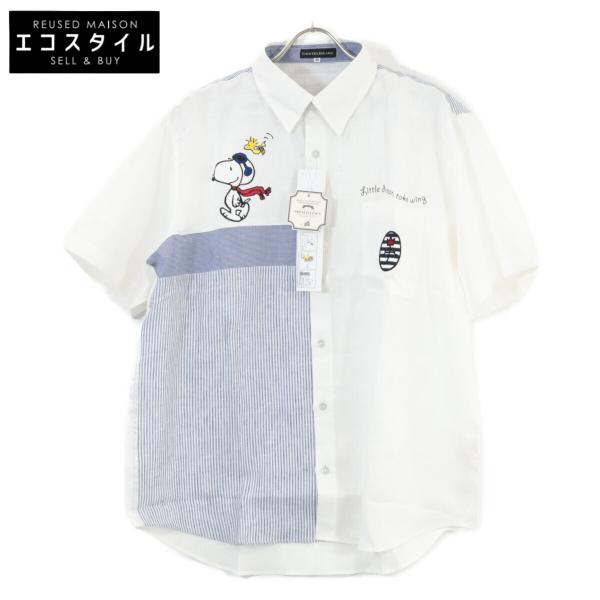Castelbajac カステルバジャック ホワイト 21560-101 フレンチリネン スヌーピー 刺繍 S/S シャツ 50 CASTELBAJAC（カステルバジャック） ホワイト 21560-101 フレンチ