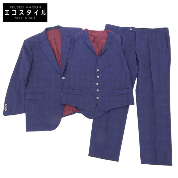 新品同様 BOSS ボス ウィンドウペン 3P スーツ ウール セットアップ