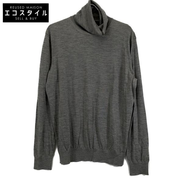 ゼニア ｸﾞﾚｰ ｶｼﾐﾔ70ｼﾙｸ ﾒﾗﾝｼﾞｭ Cashseta ﾀｰﾄﾙﾈｯｸ 54 ZEGNA ゼニア グレー カシミヤ70シルク メランジュ Cashseta