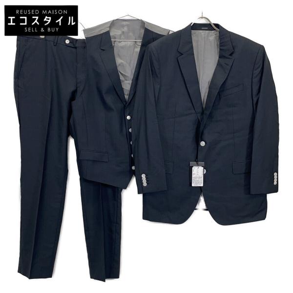 HUGO BOSS ヒューゴボス ブラック ウールシルク混 チェック 3Pスーツ