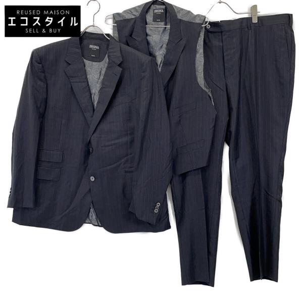 ZEGNA ゼニア ダークグレー×ピンク トロフェオ ストライプ 3Pスーツ