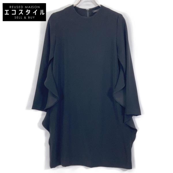 YOKOCHAN ヨーコチャン ブラック YCD-319-504 サイドフリル ワンピース