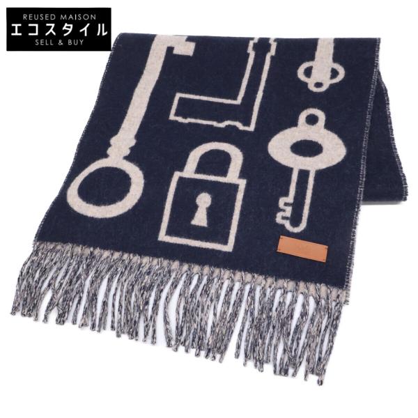 HERMES エルメス カザック キー コレクション マフラー キャメル/イヴォワール H259142S レディース【中古】【美品】 HERMES - HERMES エルメス カザック キー コレクション マフラー