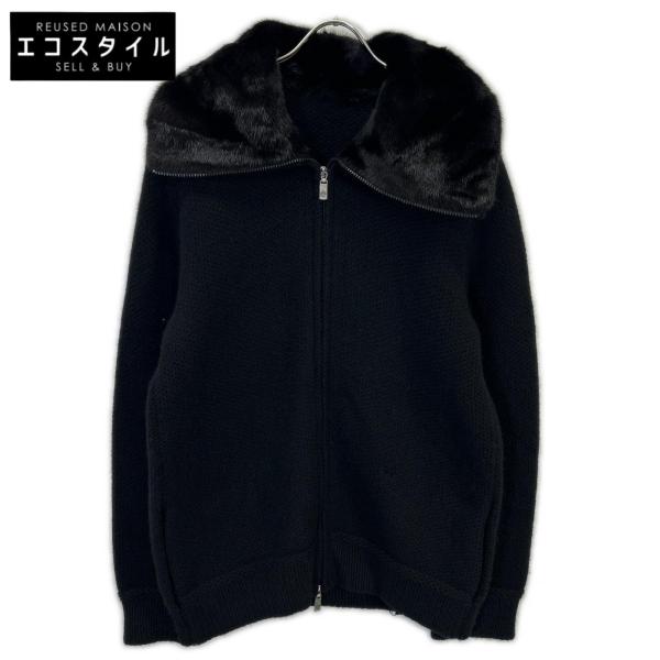 lucien pellat-finet ルシアンペラフィネ ブラック カシミヤ100 バックスカル ミンクファー ニットジャケット lucien pellat-finet ルシアンペラフィネ ブラック カシミヤ100 バック