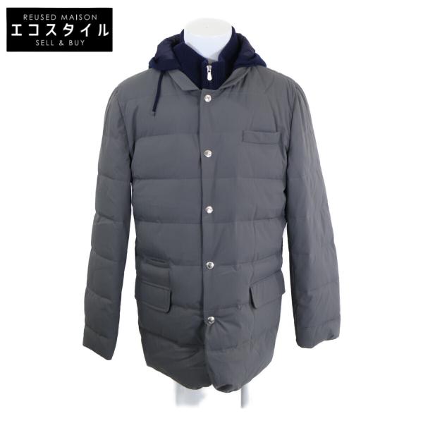 BRUNELLO CUCINELLI ブルネロクチネリ 【美品/国内正規】LAK1548055 ウール/カシミヤ/シルク ニット切替 フード付ダウンジャケット L 美品/正規 BRUNELLO CUCINELLI ブルネロクチネリ LAK1548055 ウール