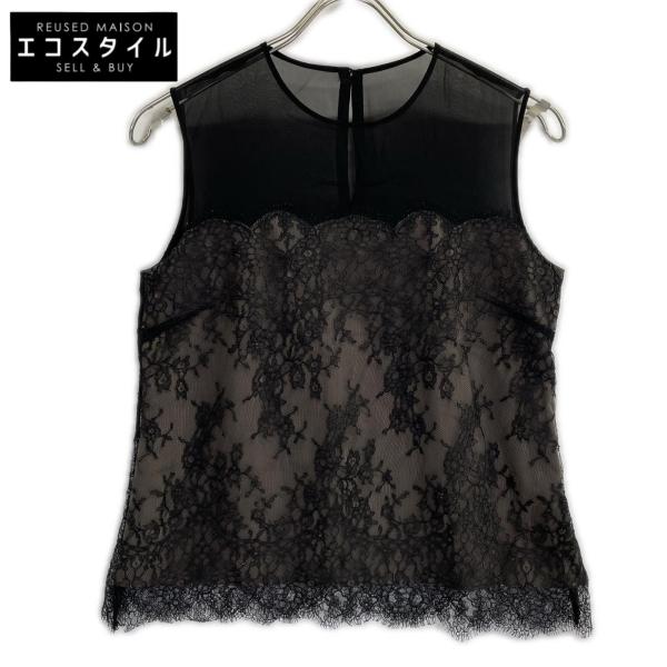 FOXEY BOUTIQUE フォクシーブティック  41520 ﾌﾞﾗｯｸ Leticia ﾌﾗﾜｰ ﾚｰｽ ﾉｰｽﾘｰﾌﾞﾄｯﾌﾟｽ 38 FOXEY BOUTIQUE フォクシーブティック 41520 ブラック Leticia