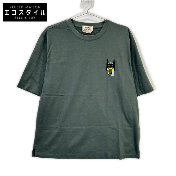 美品 HERMES エルメス グリーン ホースワッペン 半袖 Tシャツ S メンズ