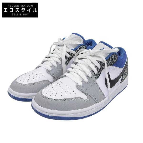 新品同様 NIKE ナイキ エアジョーダン1 ロー SE トゥルー ブルー スニーカー シューズ メンズ ホワイト/ブルー 26.5cm DM1199-140