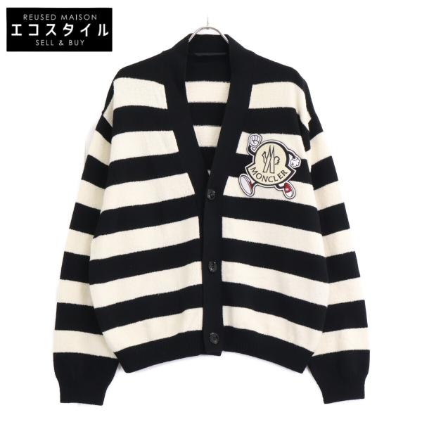 MONCLER モンクレール I10919B00010 CADIGAN TRICOT ビッグロゴワッペン ボーダー カーディガン L MONCLER（モンクレール） I10919B00010 CADIGAN TRICOT ビッグロゴ