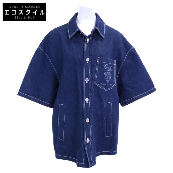 GUCCI グッチ 【国内正規/25年製】815658 XDC6S 4032 レーザー 半袖デニムシャツ 46 GUCCI（グッチ） 国内正規/25年製 815658 XDC6S 4032 レーザー 半袖