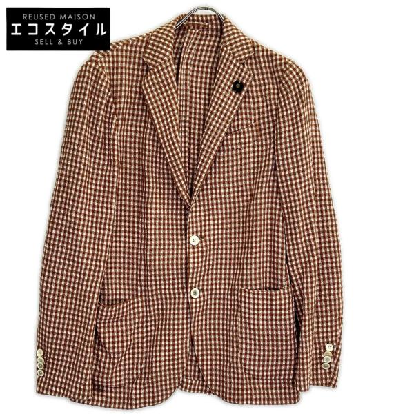 LARDINI ラルディーニ JG32903Q コットンリネン チェック シングル 3B 段返り ジャケット 46 LARDINI（ラルディーニ） JG32903Q コットンリネン チェック シングル