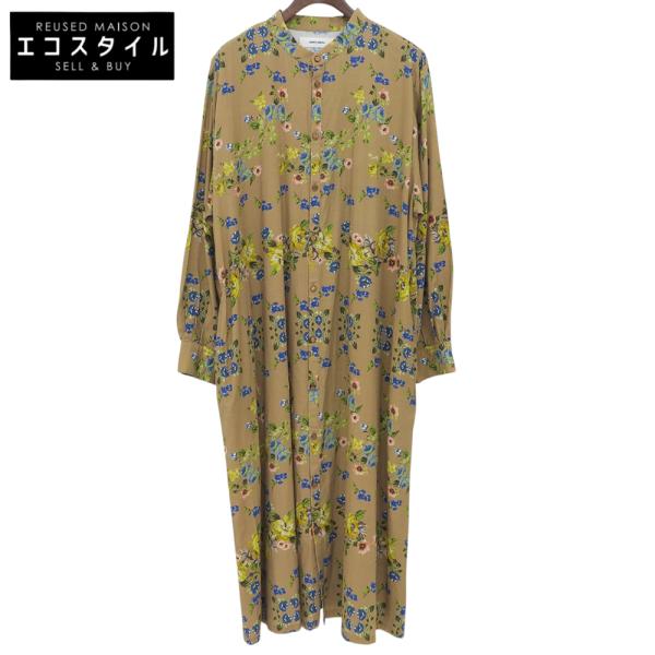 美品 SUPER HAKKA スーパーハッカ 花柄 シャツ ワンピース レディース ブラウン 1001-190-2112