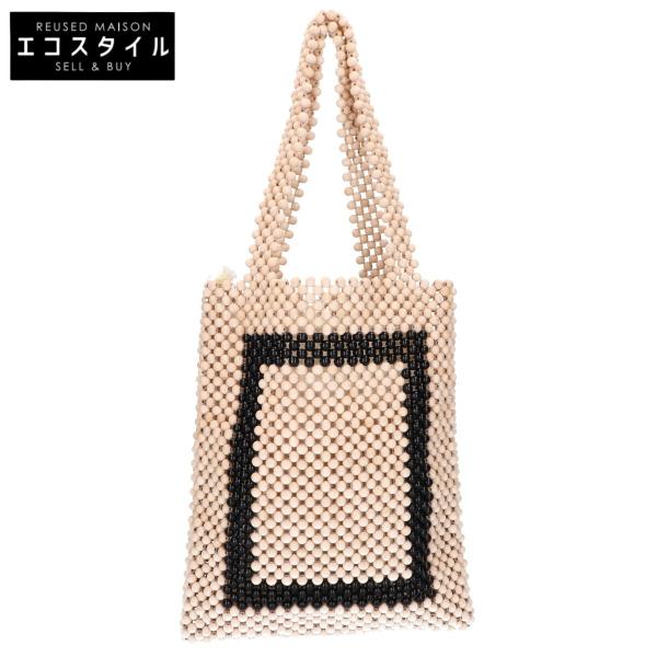 美品 MARINA RINALDI マリナリナルディ ウッドビーズ 手編み トートバッグ レディース