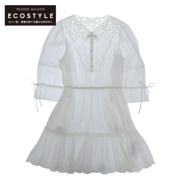 COACH - COACH コーチ Mini Tiered Dress ワンピース サイズ4(160/88A) チュニック レース コットン ホワイト ドローコード C5002 ブランド古着【中古】20230828/GO1074 COACH - COACH コーチ Mini Tiered Dress ワンピース サイズ4