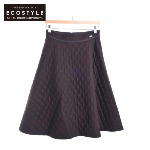 【美品】FOXEY フォクシー　キルティング フレアスカート　ミッドナイトブルー 美品 フォクシー フレアスカート 洗える 40 濃紺 M 通年 FOXEY NEW