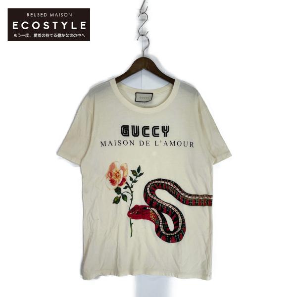 GUCCI グッチ ベージュ Maison De L'Amour Tシャツ アイボリー GUCCI グッチ ベージュ Maison De L'Amour Tシャツ アイボリー