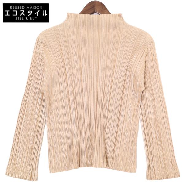 PLEATS PLEASE プリーツプリーズ ベージュ ハイネック長袖Tシャツ PP43