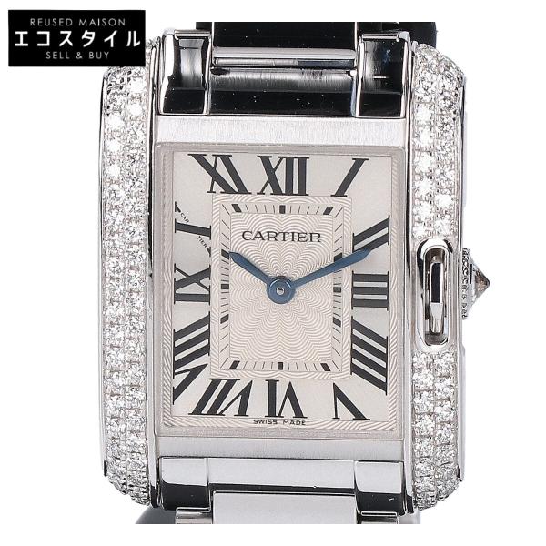 カルティエ CARTIER K18WG タンク アングレーズ SM ダイヤベゼル WT100008 クォーツ 腕時計 K18WG シルバー Cartier - カルティエ CARTIER K18WG タンク アングレーズ SM ダイヤ