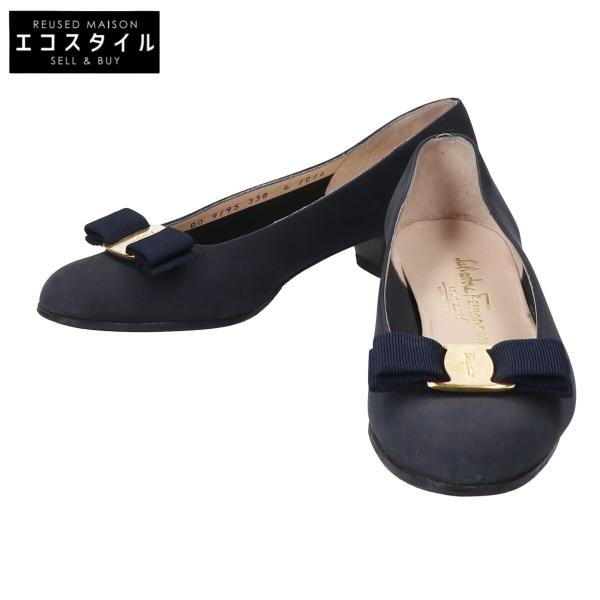 Salvatore Ferragamo VARA パンプス（黒ヌバック） ほぼ未使用✨フェラガモ ヴァラ パンプス 26cm相当 レザー