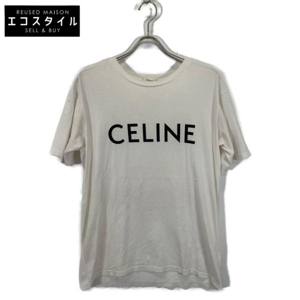 CELINE セリーヌ ホワイト ロゴプリント 半袖Tシャツ 2X764671Q XS  