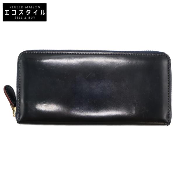 GANZO シェルコードバン 長財布 ネイビー SHELL CORDOVAN 2(シェルコードバン2) ラウンドファスナー長財布