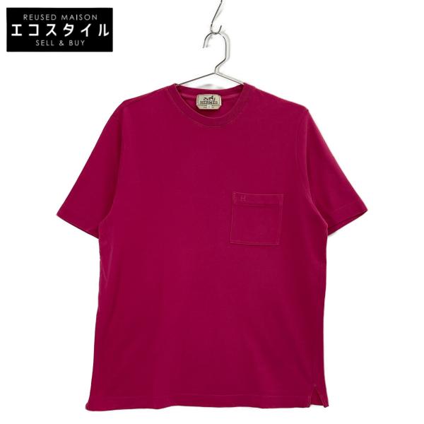 HERMES エルメス マゼンダ コットン H刺繍 ポケットTシャツ S HERMES エルメス マゼンダ コットン H刺繍 ポケットTシャツ S