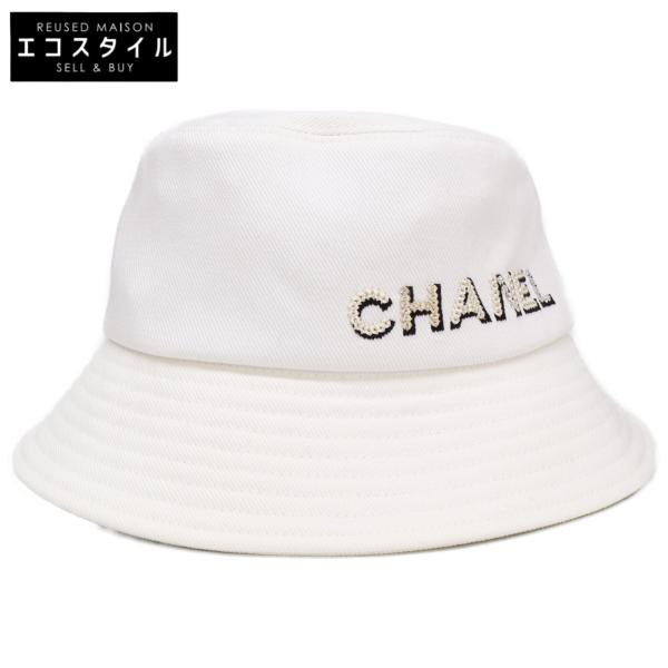 CHANEL（シャネル） 美品/国内正規 コットン ロゴ バケットハット 帽子