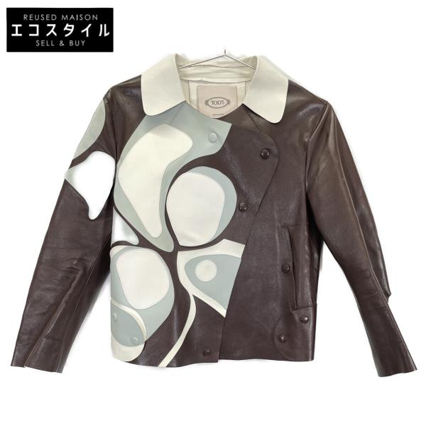TOD'S ブラウン レザージャケット 雑誌掲載【トッズ】ブラウン レザー レーシングジャケット (TOD'S