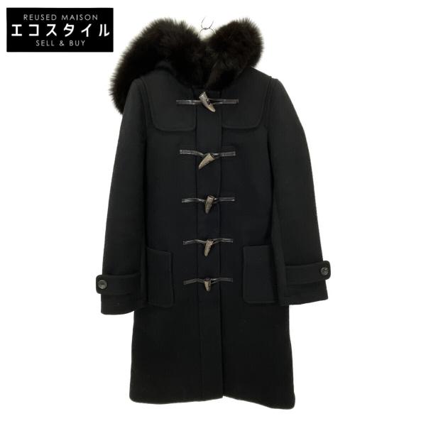 ボーダーズアットバルコニー シルク100% ブルゾン ジャケット ブラック 38 美品 BORDERS at BALCONY フード付きコート ブルゾン サイズ38