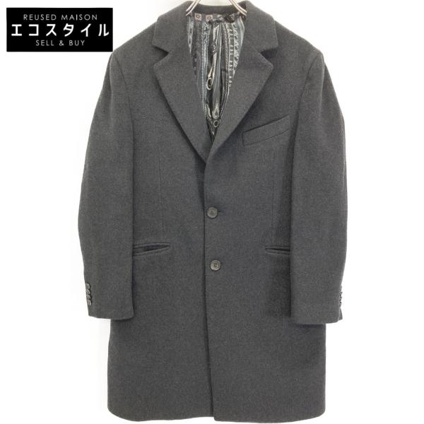 ETRO（エトロ） グレー カシミヤ100 裏地ペイズリー柄 ロングコート