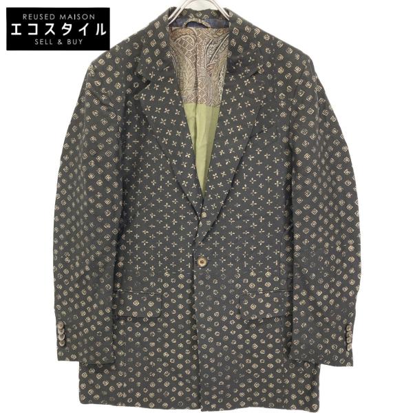 ETRO（エトロ） ブラック リネン混 裏地ペイズリー ジャケット