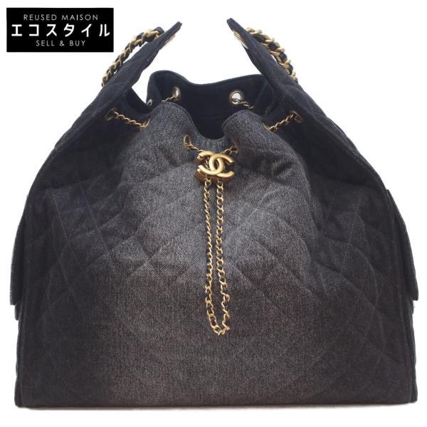 CHANEL（シャネル） 美品 AS5553 ブラック デニム ゴールド金具