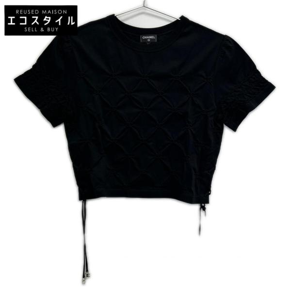 CHANEL シャネル  P74589 K10724 ｴﾝﾎﾞｽｺｺﾏｰｸ ﾁｬｰﾑ ｼｮｰﾄ丈 ﾌﾞﾗｯｸ Tｼｬﾂ 34 CHANEL（シャネル） 美品/ P74589 K10724 エンボスココマーク チャーム
